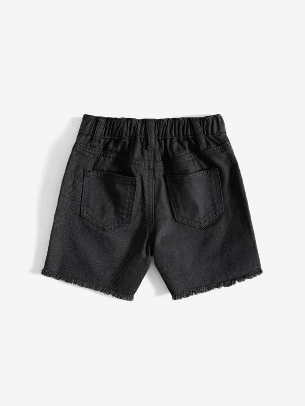 SHEIN Toddler Boys Ripped Raw Hem Denim Shorts