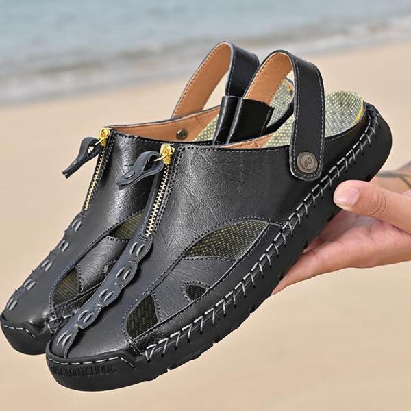 Men Breathable Hollow Out Sandals, Fashionable Outdoor Handmade Sandals