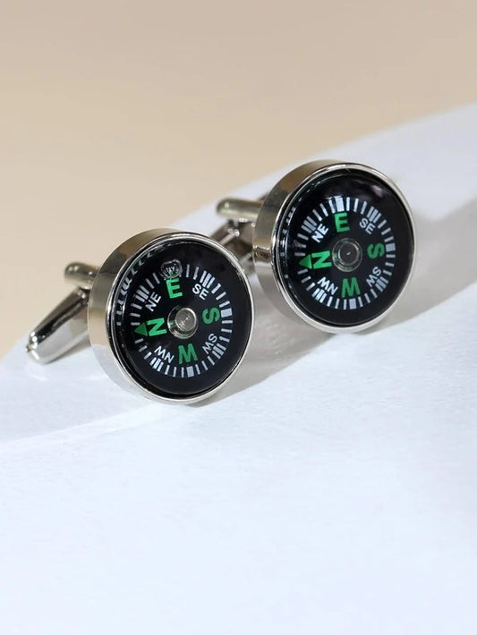 Men Compass Decor Cufflink For Daily Decoration For A Stylish Look