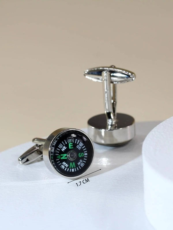 Men Compass Decor Cufflink For Daily Decoration For A Stylish Look