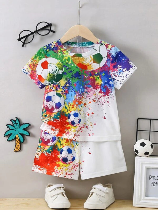 Toddler Boys Soccer Print Tee & Shorts