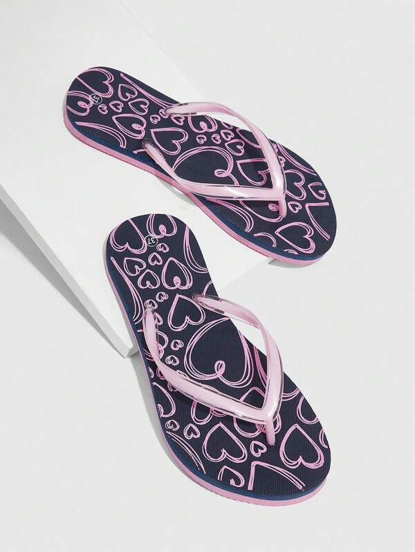 CUCCOO Trending Women Heart Pattern Flip-Flops, Fashion PVC Flip-Flops