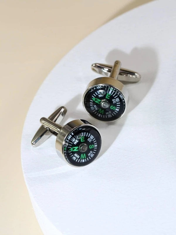 Men Compass Decor Cufflink For Daily Decoration For A Stylish Look