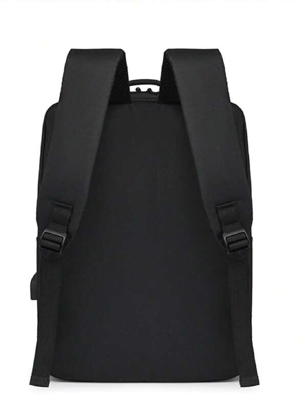 Zip Front Fashion Backpack With USB Charging Port Black