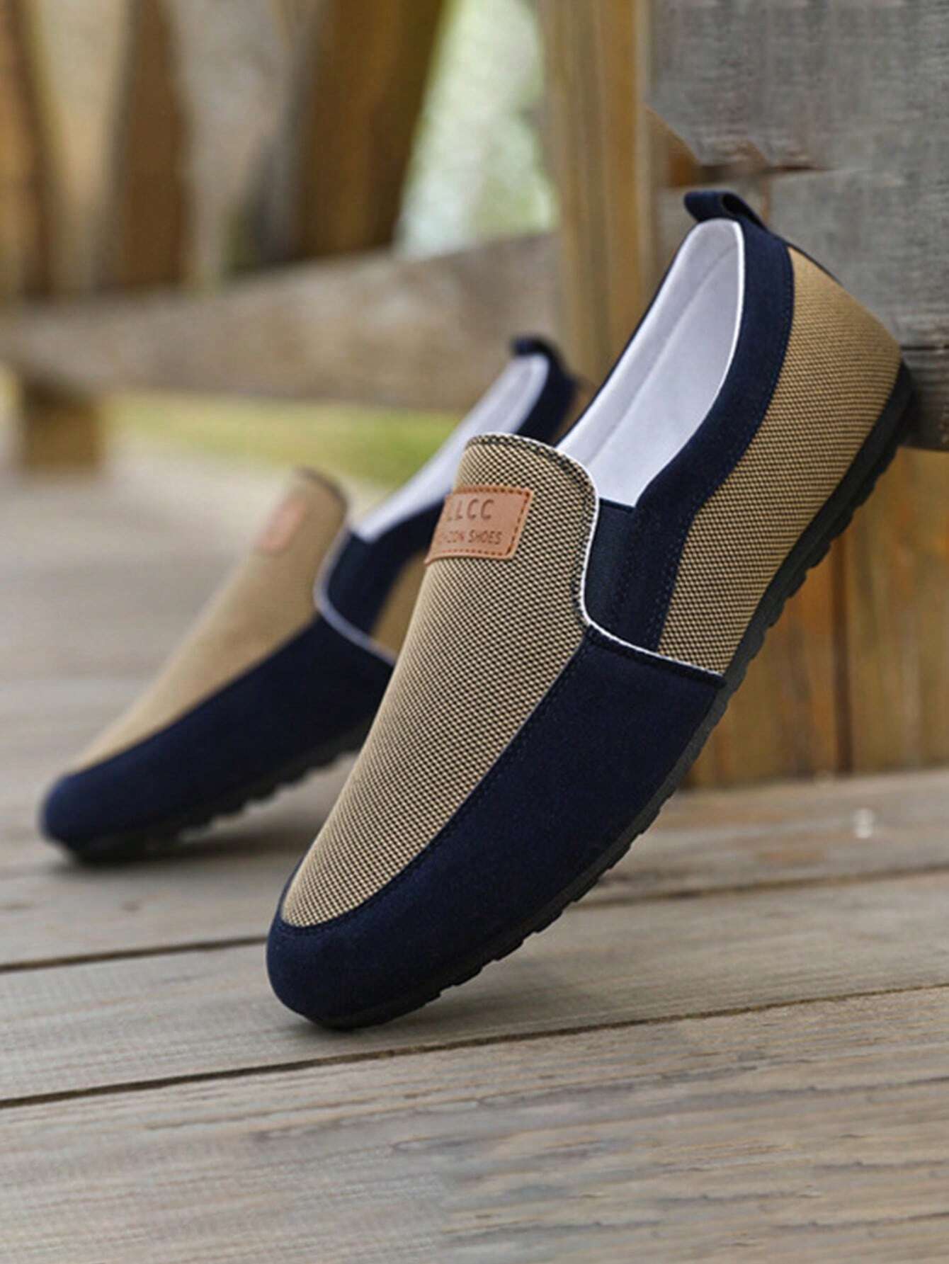 Fashionable Driving Shoes For Men, Colorblock Letter Patch Decor Slip-on Loafers
