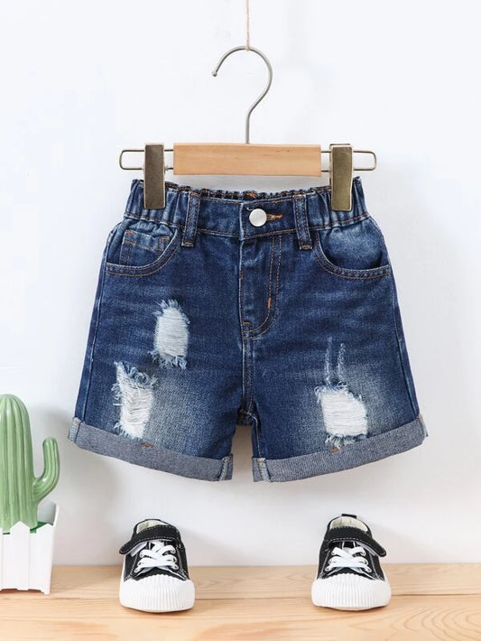 Toddler Boys Ripped Roll Hem Denim Shorts