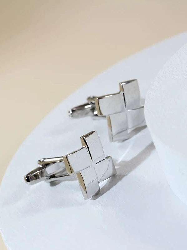 Fashionable and Popular 1pair Men Geometric Cufflinks Copper for Jewelry Gift and for a Stylish Look