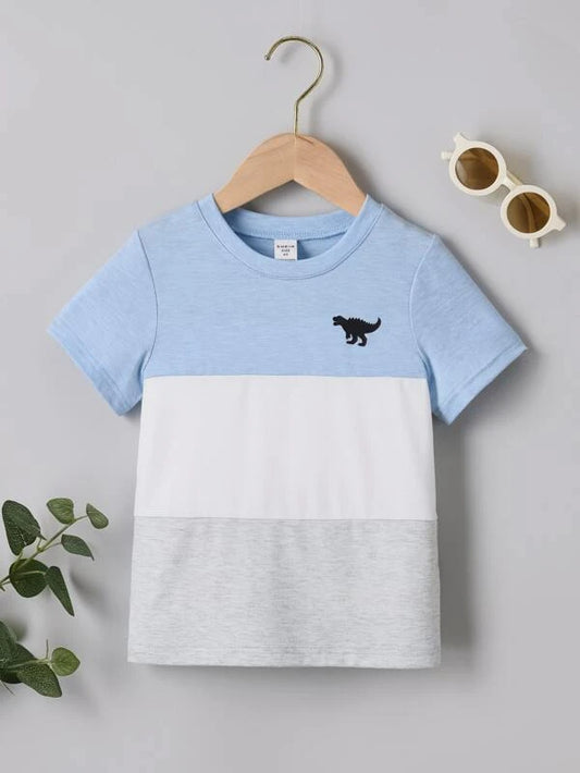 Toddler Boys Dinosaur Print Colorblock Tee