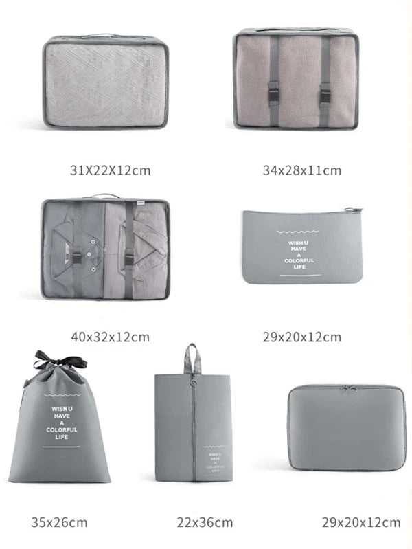 7pcs Travel Storage Bag Set For Clothes Tidy Organizer Wardrobe Suitcase Pouch Travel Organizer Bag
