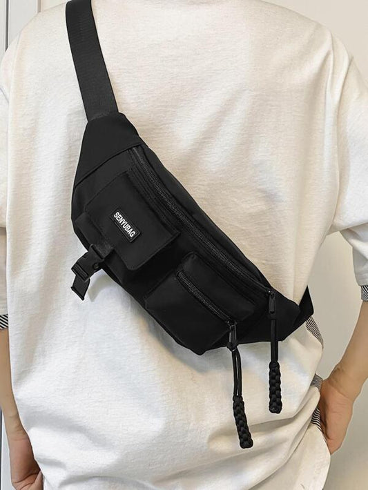 Men's Multi-pocket Waist Bag With Letter Print