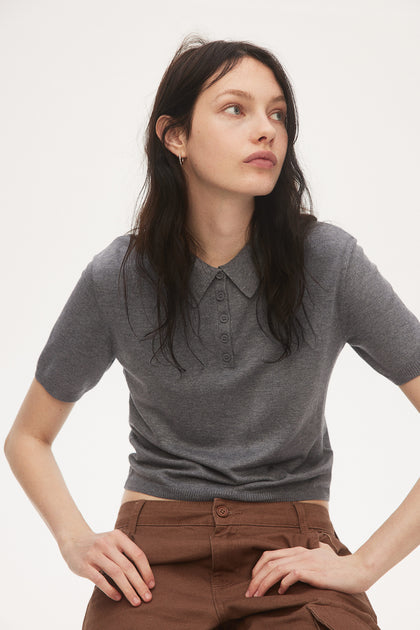 Fine-knit polo shirt