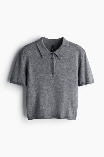 Fine-knit polo shirt