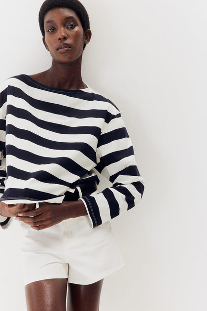 Oversized boat-neck top