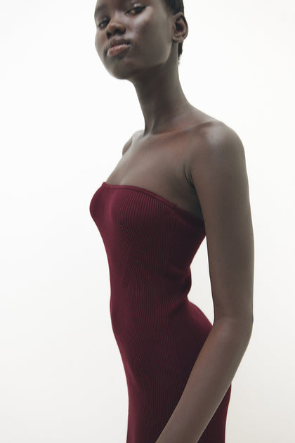 Rib-knit bandeau dress