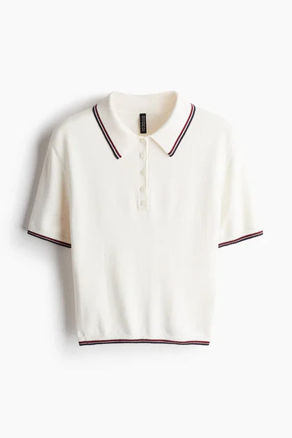 Fine-knit polo shirt