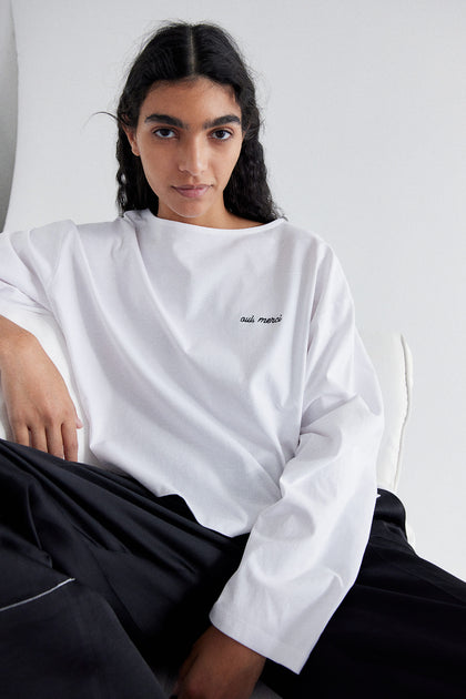 Oversized boat-neck top