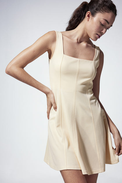 Square-neck jersey dress