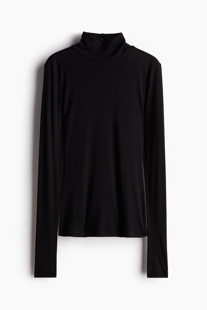 Modal-blend polo-neck top