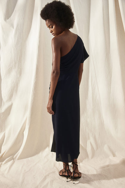 Draped one-shoulder dress