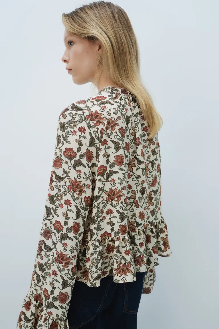 Blouse with Flounce and Peplum