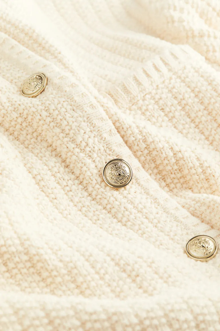 Short Textured Knitwear Cardigan