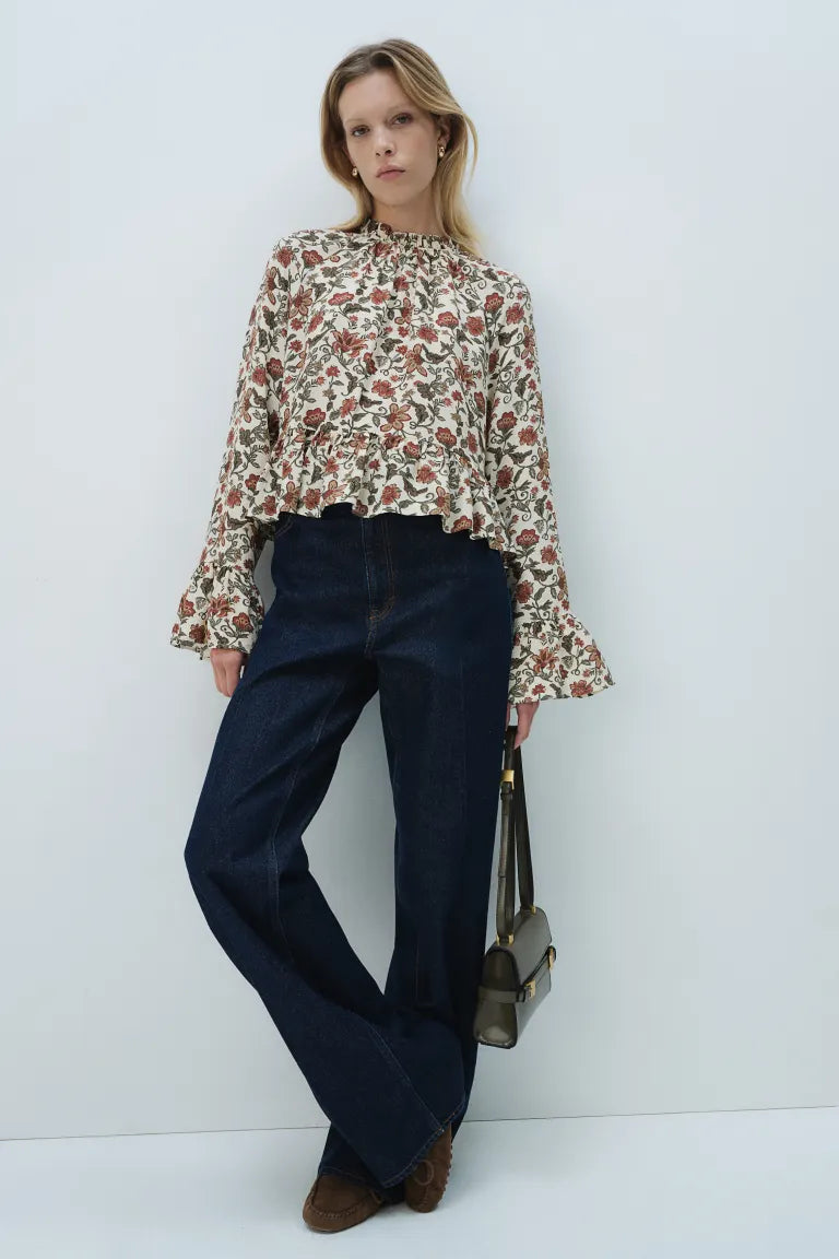 Blouse with Flounce and Peplum