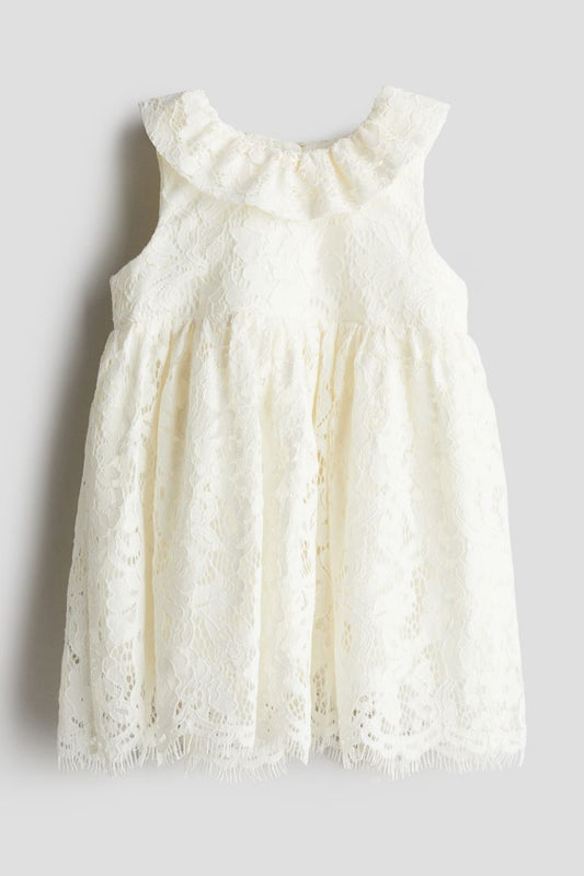 Lace Dress with Flounce Collar