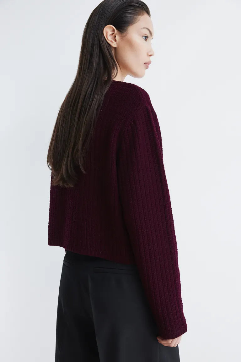 Short Textured Knitwear Cardigan