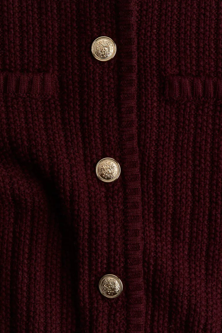 Short Textured Knitwear Cardigan