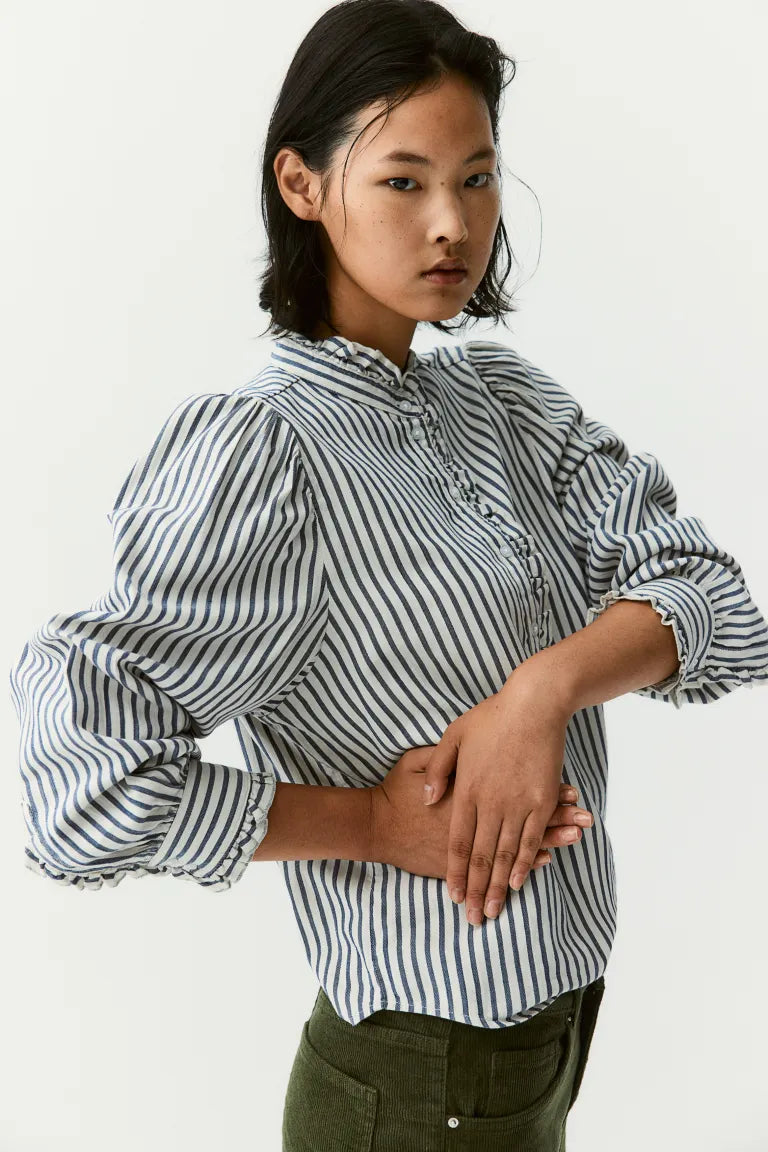 Ruffled Gabardine Blouse