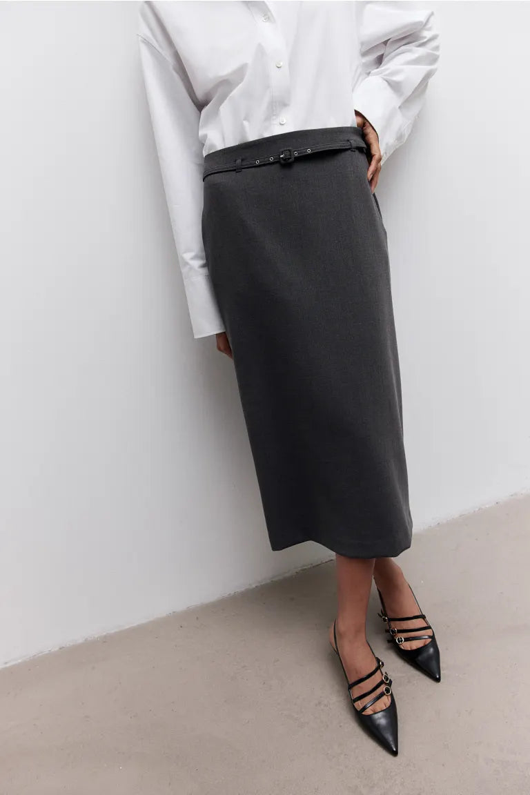 Belted Pencil Skirt