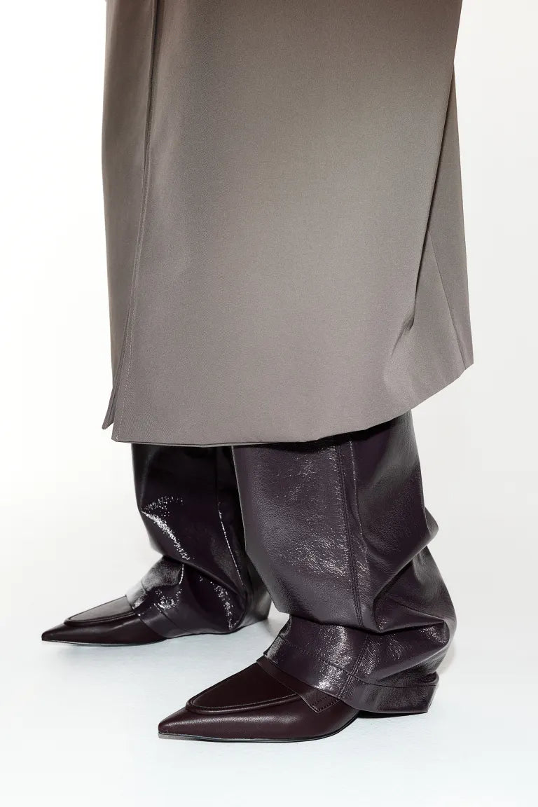 Coated Straight Leg Trousers