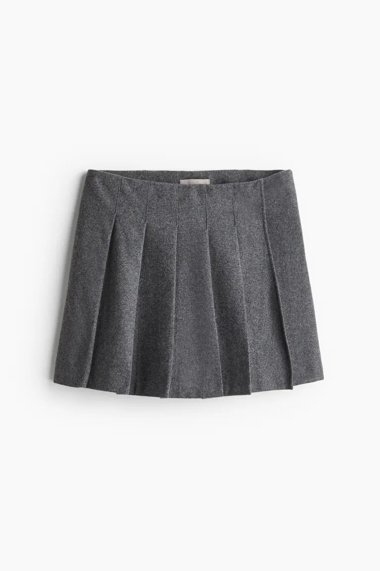 Pleated Wool Blend Shorts Skirt