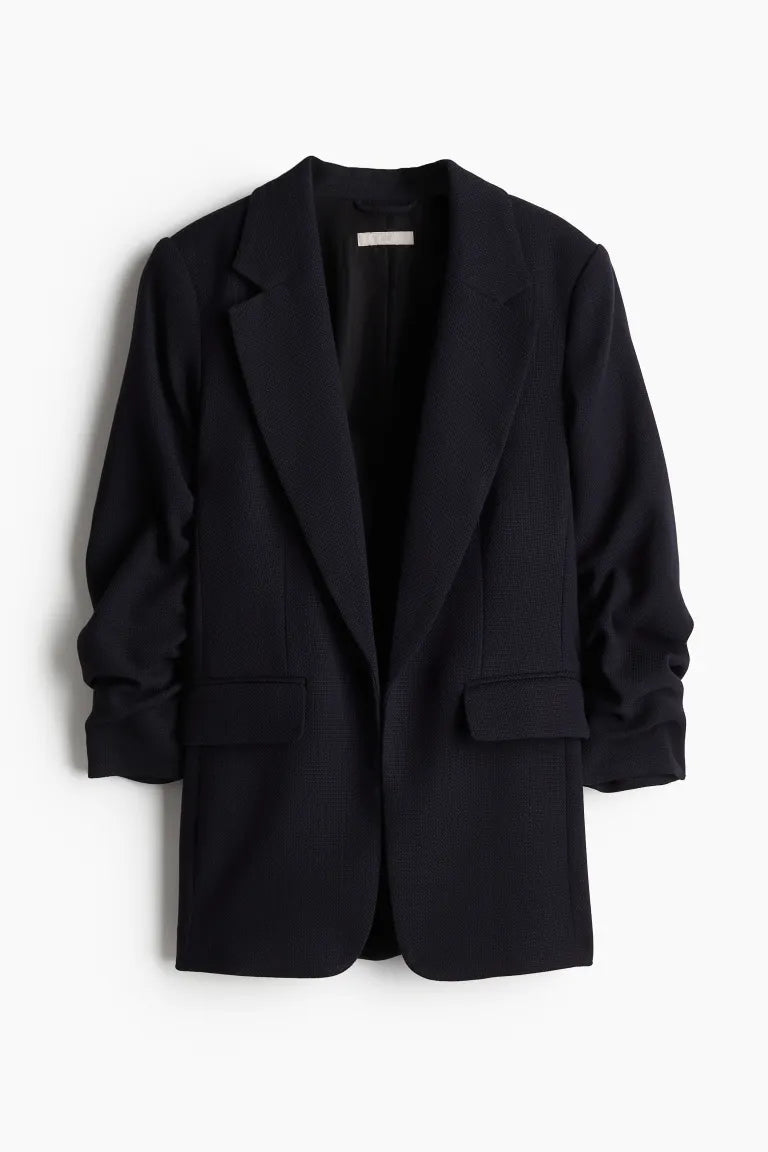 Blazer with Gathered Sleeves