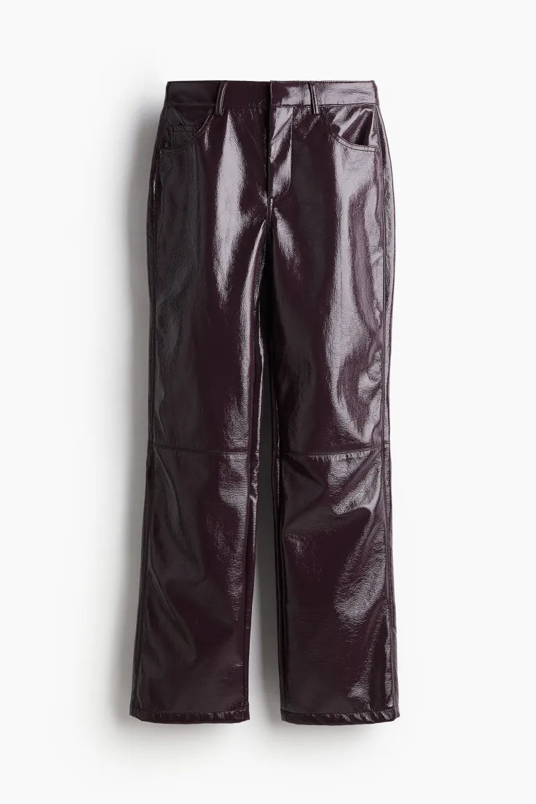 Coated Straight Leg Trousers