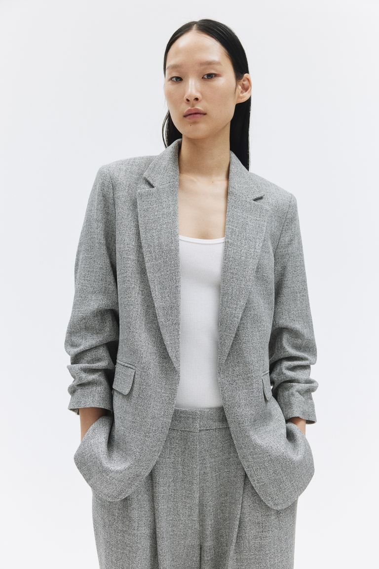 Blazer with Gathered Sleeves