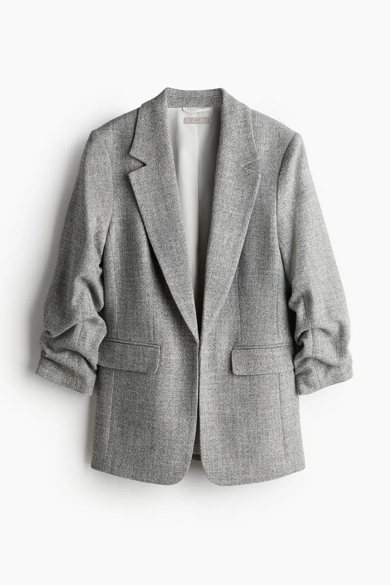 Blazer with Gathered Sleeves