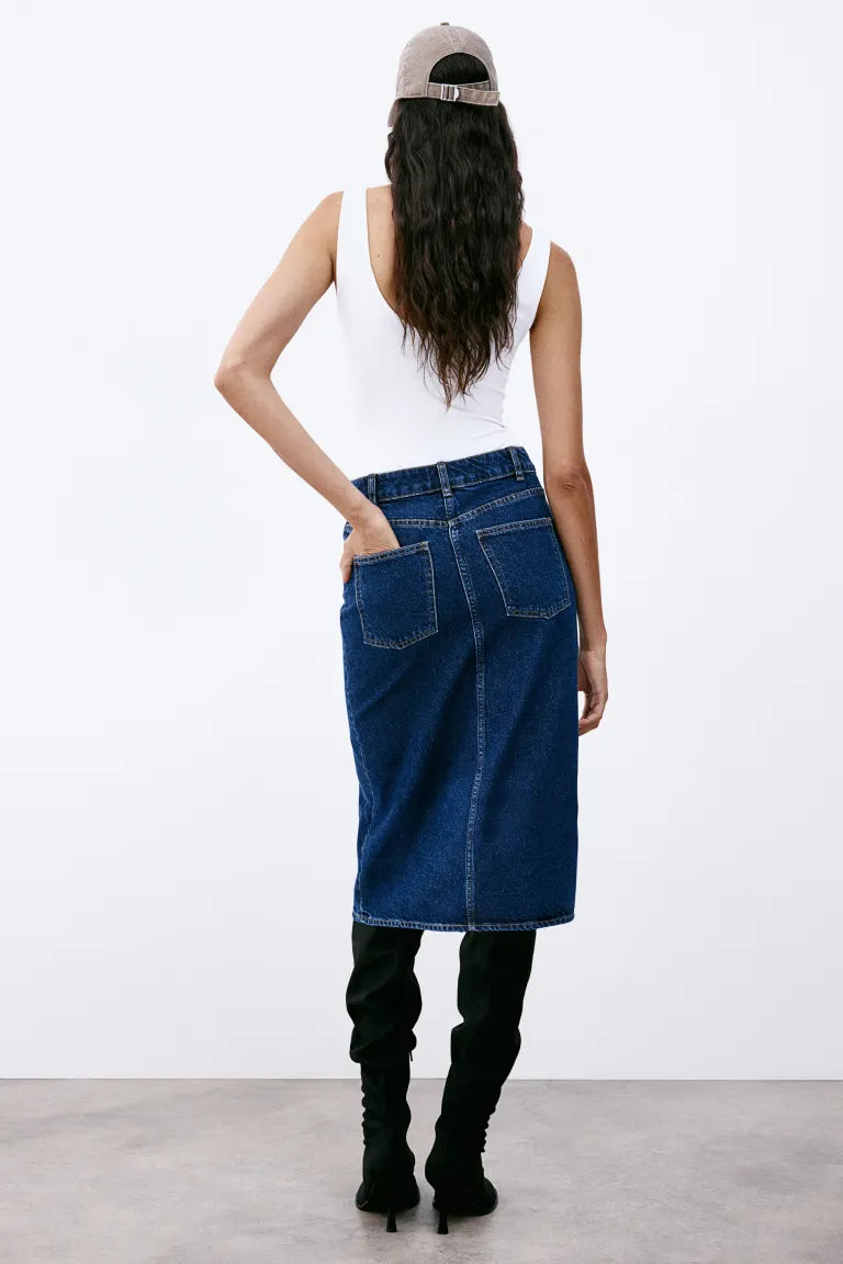 Knee Length Denim Skirt