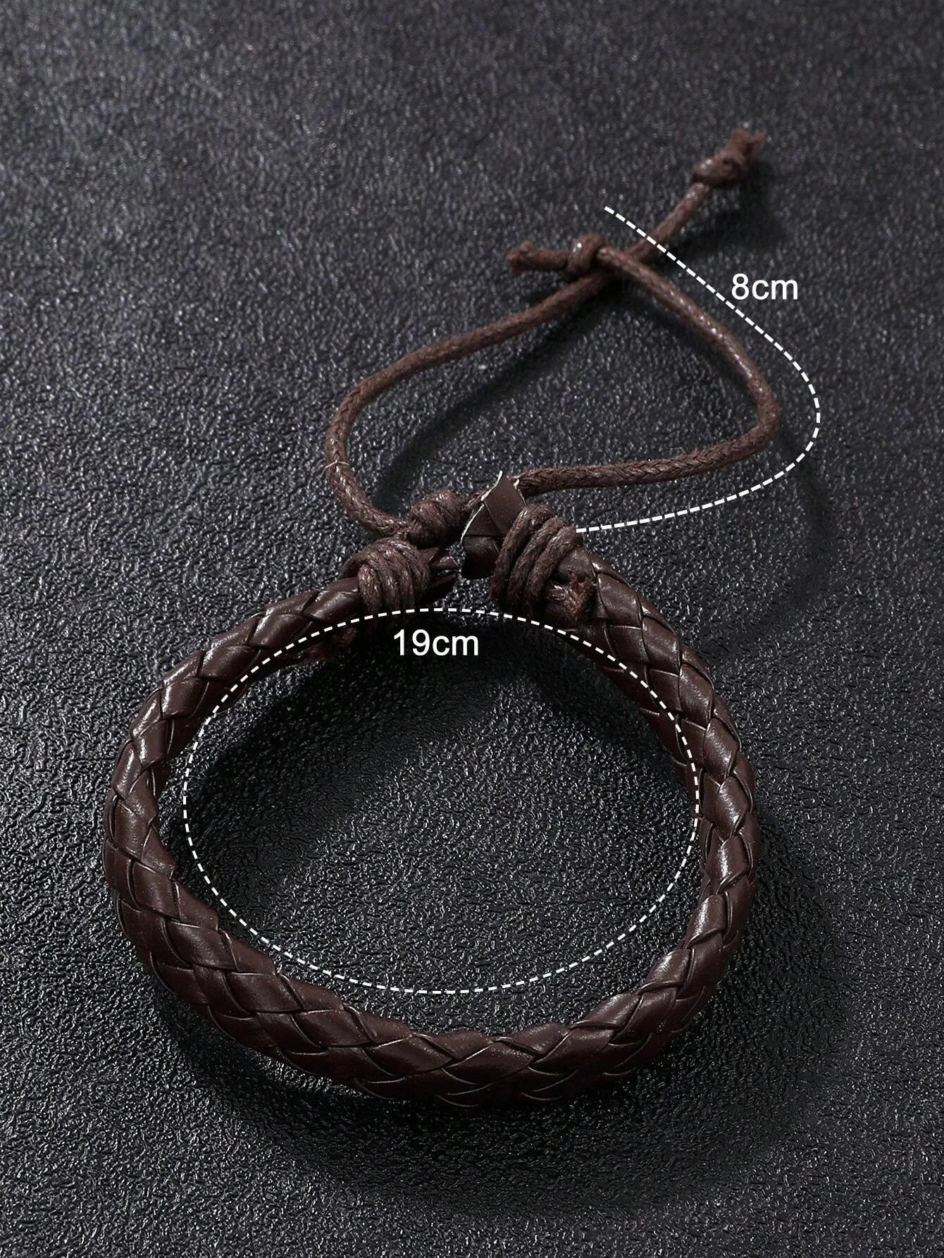1pc Men Round Pointer Quartz Watch & 1pc PU Polyurethane String Bracelet
