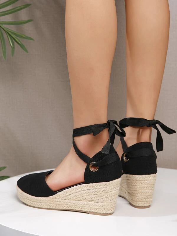 Vacation Court Wedges For Women, Ankle Strap Espadrille Wedges Shoes