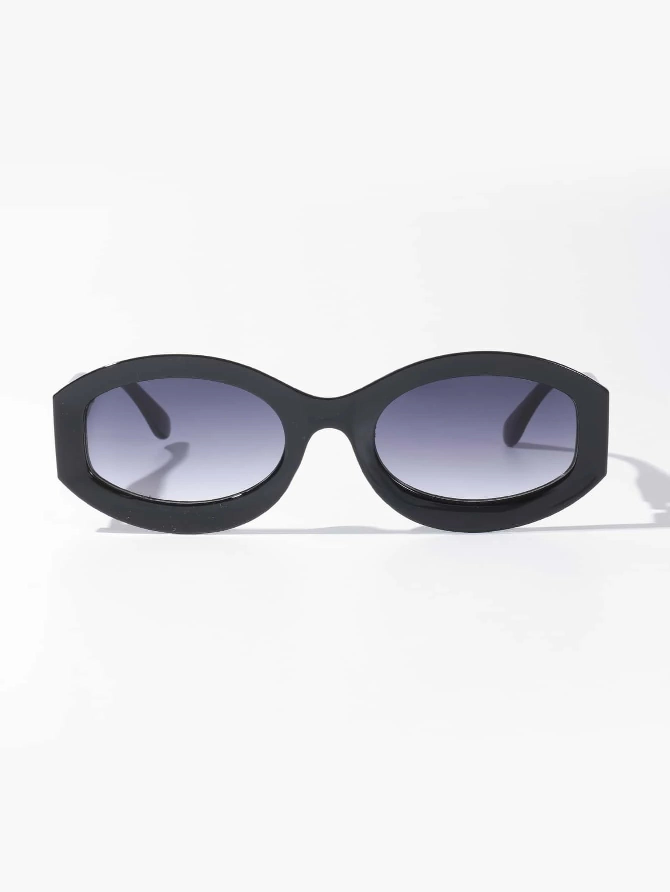 Rectangle Decor Oval Frame Sunglasses