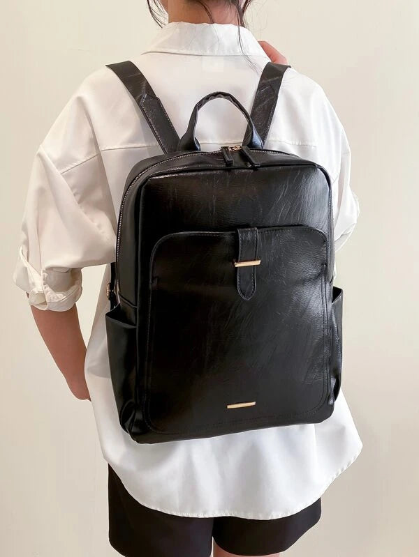 Metal Decor Functional Backpack