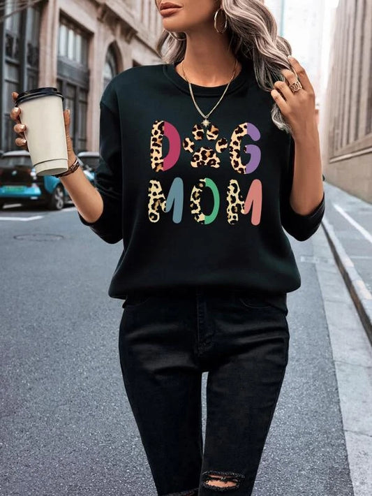 Leopard And Letter Graphic Thermal Lined Sweatshirt