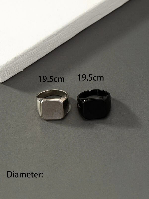 2pcs Men Geometric Design Ring