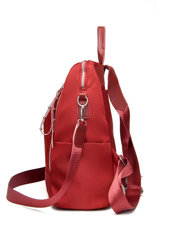 Zip Front Neon Red Backpack