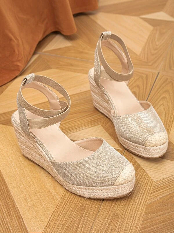 Minimalist Espadrille Ankle Strap Wedge Shoes