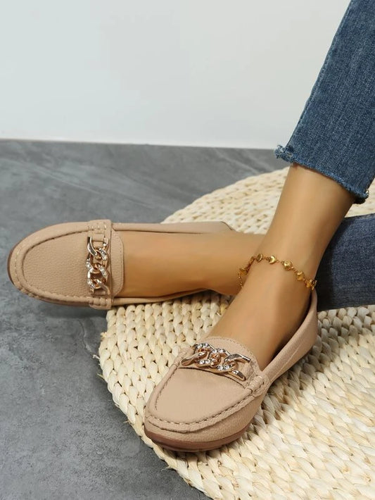 Chain Decor Slip On Loafers