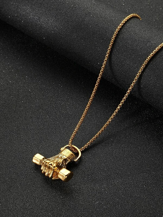 Men Dumbbell Pendant Necklace