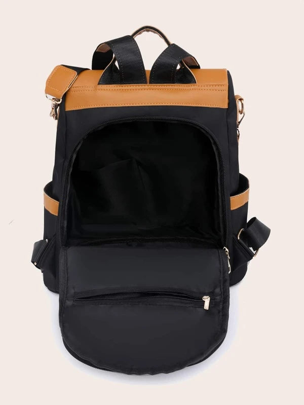 Tassel Decor Two Tone Functional Backpack