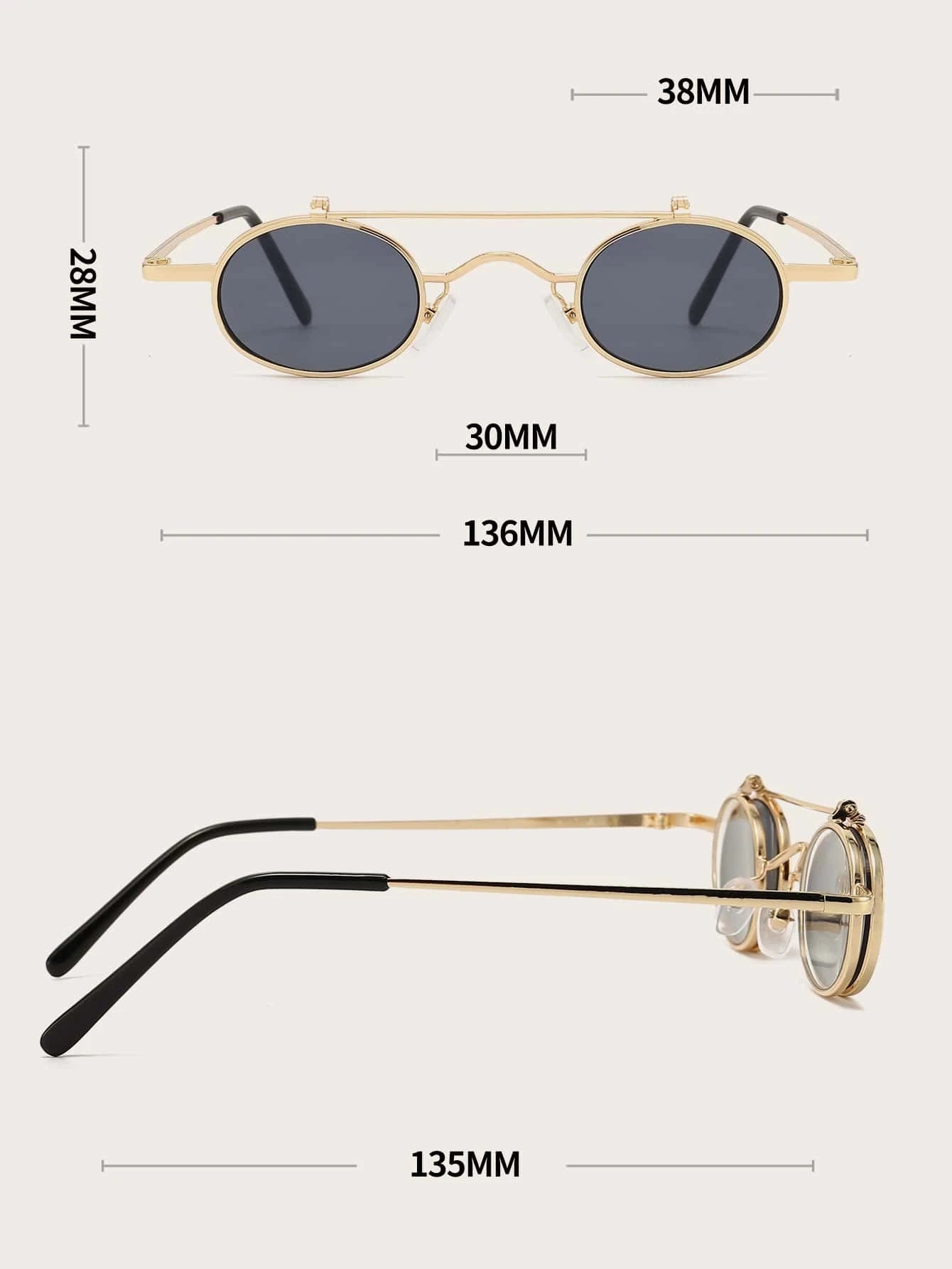 Metal Frame Flip-up Sunglasses